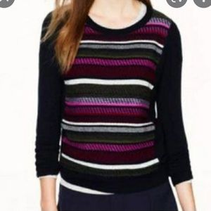 J. Crew Women's Textured -Stripe Sweater in Navy Blue Small